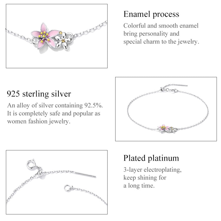 S925 Sterling Silver Cherry Blossom Bracelet Women Jewelry