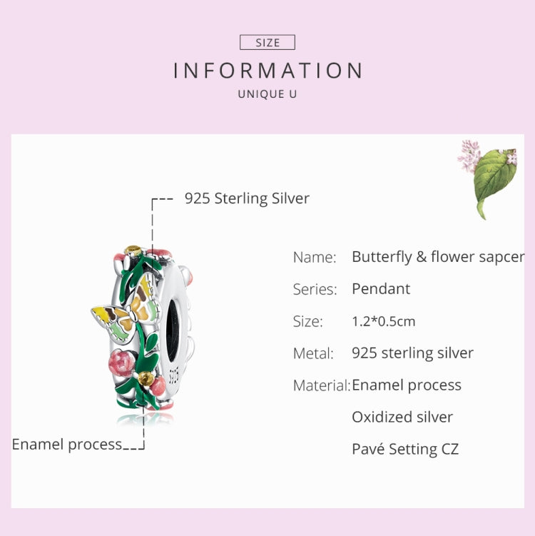 S925 Sterling Silver Butterfly Flower Beads DIY Bracelet Necklace Accessories