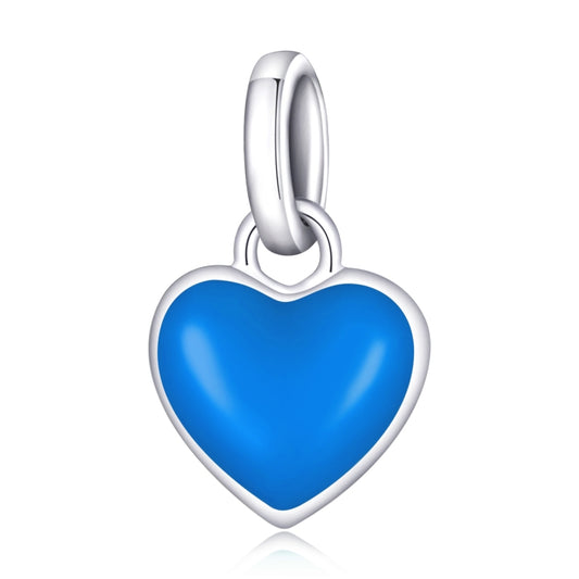 S925 Sterling Silver Heart Pendant DIY Bracelet Necklace Accessories, Heart Pendant (Blue), Heart Pendant (Pink), Heart Pendant (Purple), Heart Pendant (Yellow)