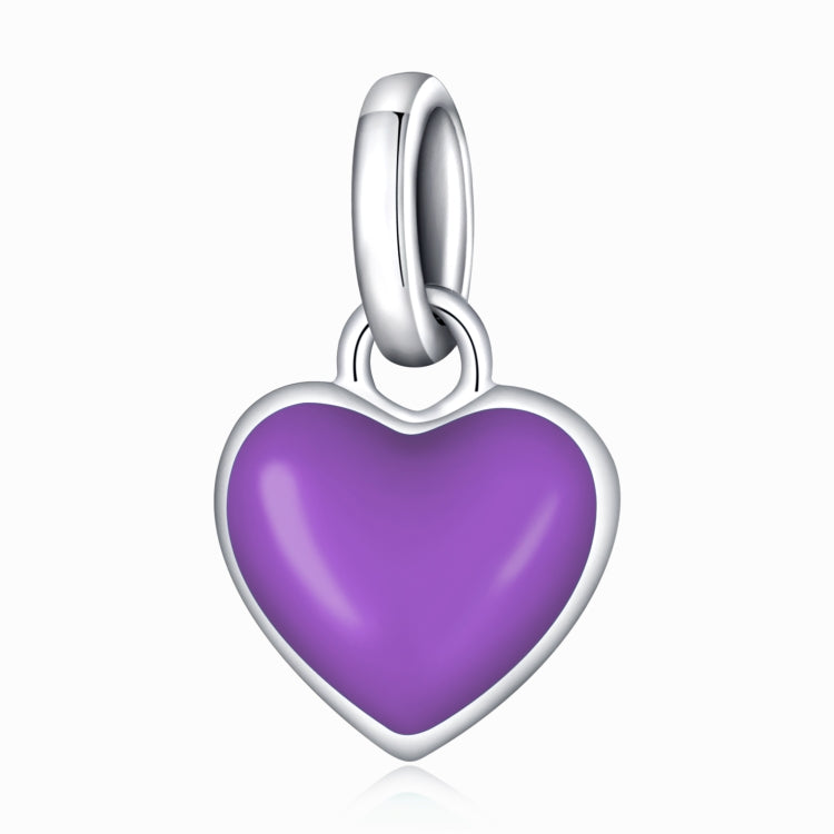 S925 Sterling Silver Heart Pendant DIY Bracelet Necklace Accessories, Heart Pendant (Blue), Heart Pendant (Pink), Heart Pendant (Purple), Heart Pendant (Yellow)