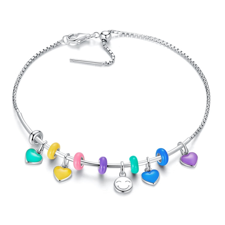 S925 Sterling Silver Heart Pendant DIY Bracelet Necklace Accessories, Heart Pendant (Blue), Heart Pendant (Pink), Heart Pendant (Purple), Heart Pendant (Yellow)