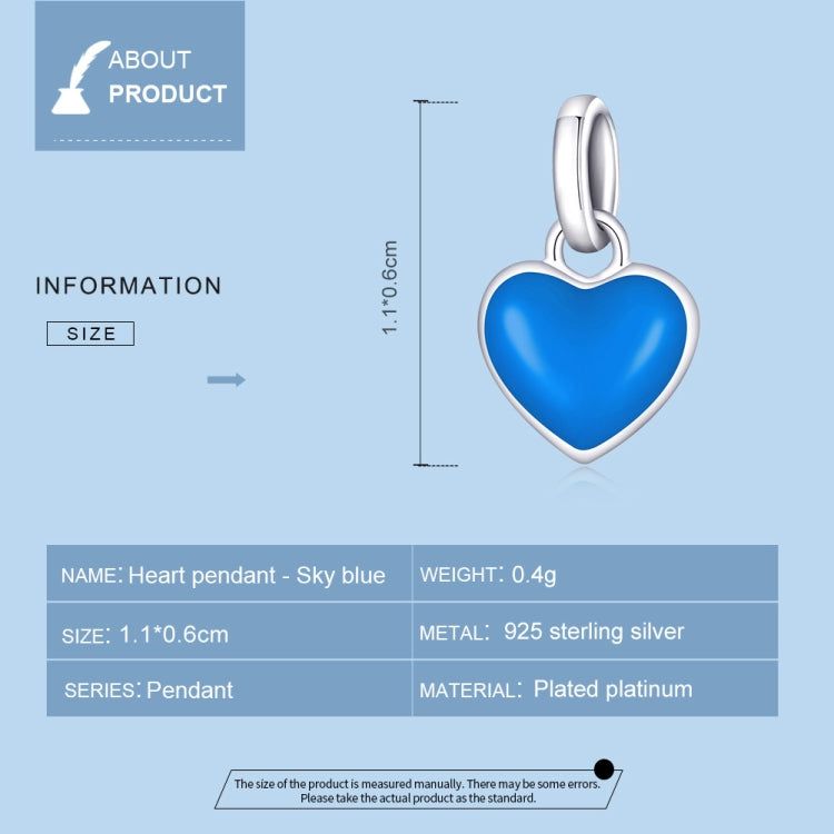 S925 Sterling Silver Heart Pendant DIY Bracelet Necklace Accessories, Heart Pendant (Blue), Heart Pendant (Pink), Heart Pendant (Purple), Heart Pendant (Yellow)