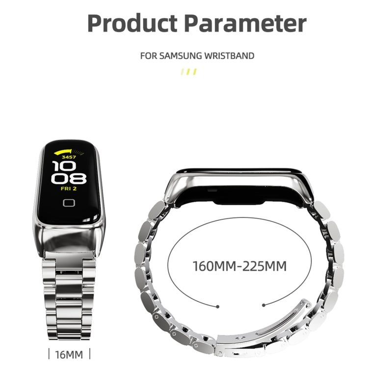 MIJOBS Three-bead Metal Stainless Steel Watch Band, For Samsung Galaxy Fit 2