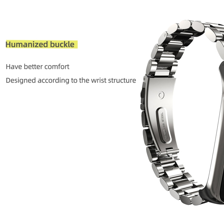 MIJOBS Three-bead Metal Stainless Steel Watch Band, For Samsung Galaxy Fit 2