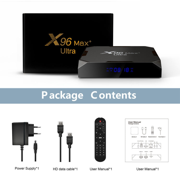 H96 Max+ Ultra 4GB+32GB Amlogic S905X4 8K Smart TV BOX Android 11.0 Media Player, 4GB+32GB, UK Plug, 4GB+32GB, US Plug, 4GB+32GB, EU Plug, 4GB+32GB, AU Plug