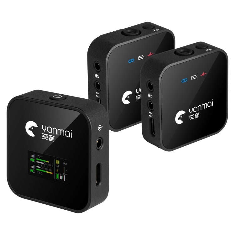 Yanmai GF525 2 in 1 Broadcast 2.4G Wireless Lavalier Microphone Mini Clip-on Mic with LED Display