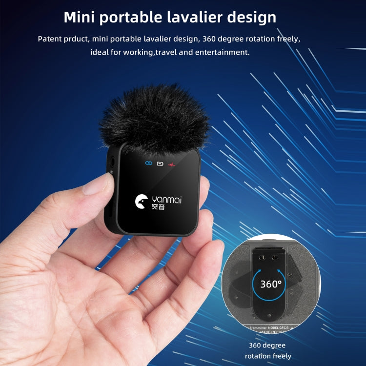 Yanmai GF525 2 in 1 Broadcast 2.4G Wireless Lavalier Microphone Mini Clip-on Mic with LED Display