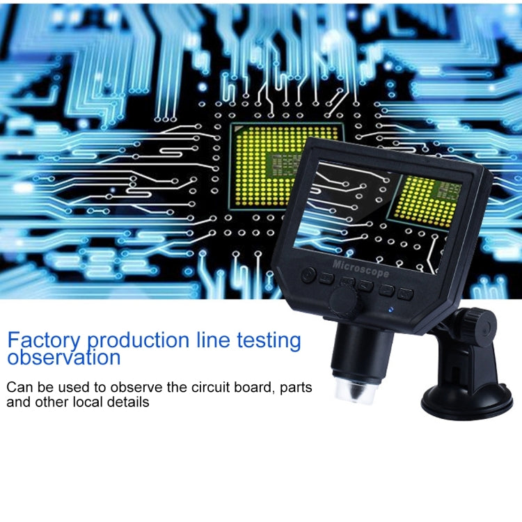 G600 600X 3.6MP 4.3 inch HD LCD Display Portable Digital Microscope, EU Plug, AU Plug, UK Plug