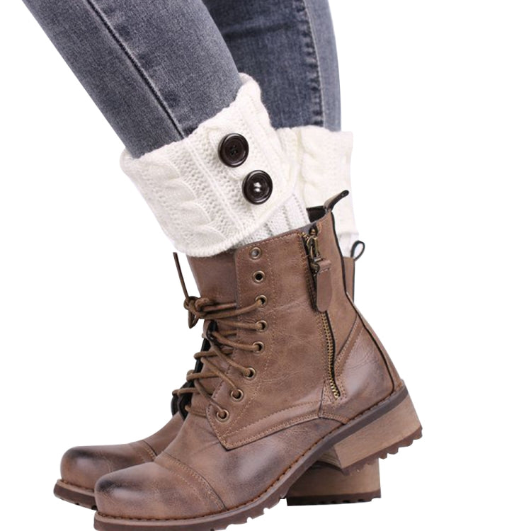 1 Pair Women Short Button Knitted Woolen Leg Warmers