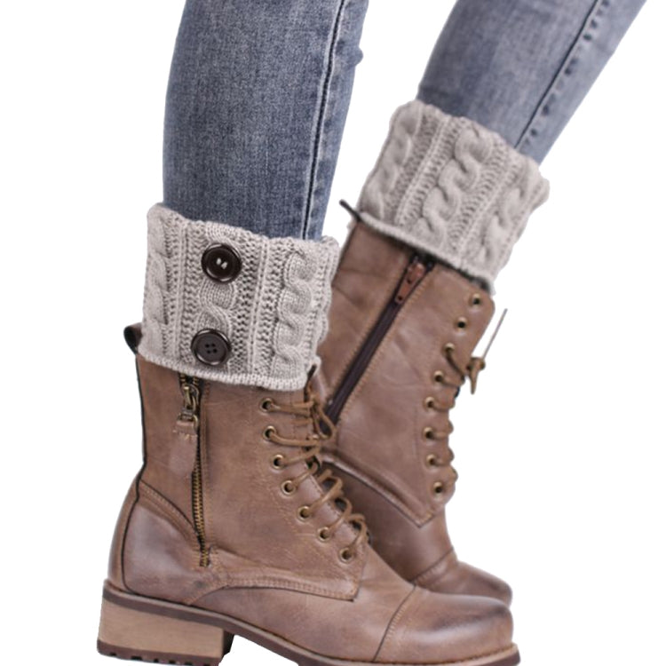 1 Pair Women Short Button Knitted Woolen Leg Warmers