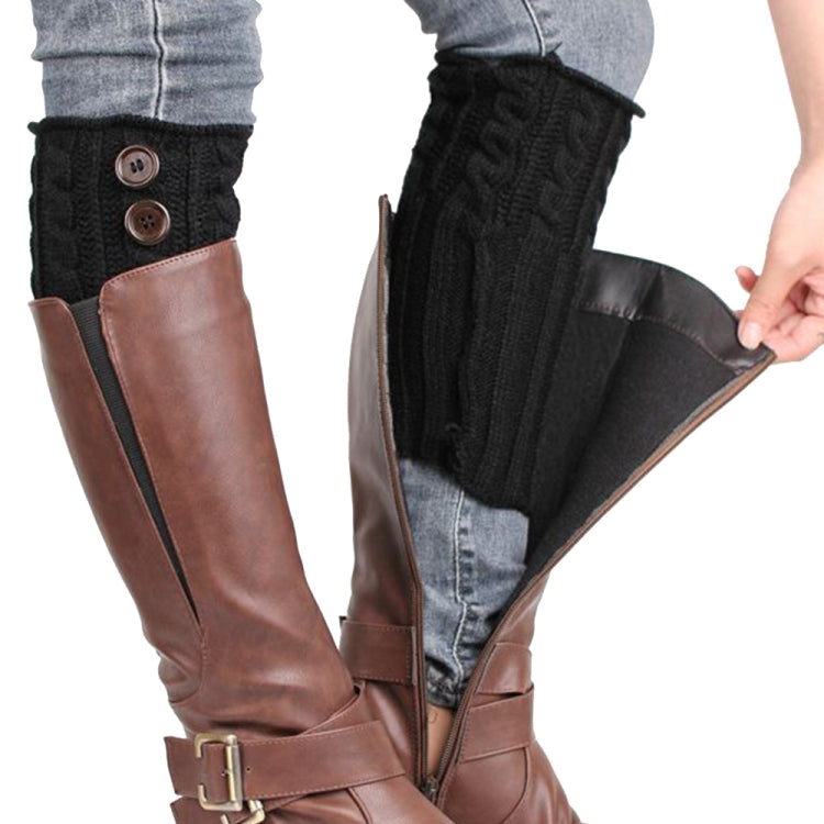 1 Pair Women Short Button Knitted Woolen Leg Warmers
