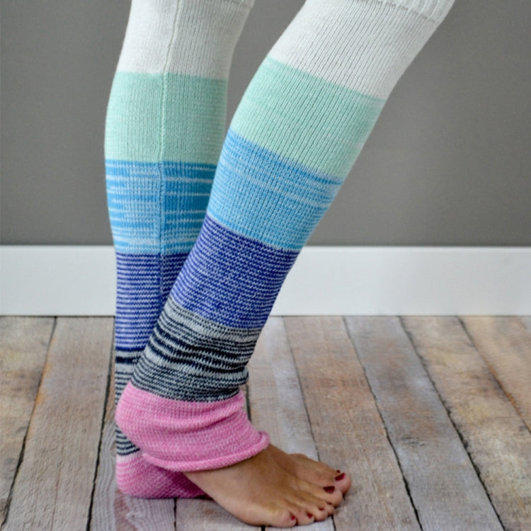 1 Pair Women Multi Color Stitching Button Knitted Woolen Leg Warmers