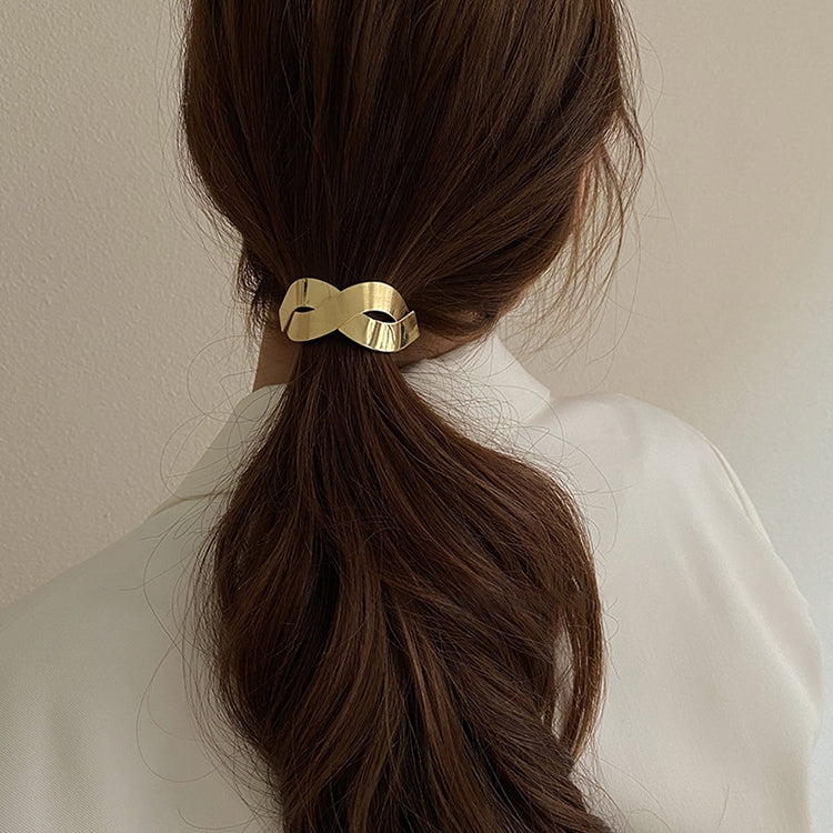 Korean Simple Women High Elastic Metal Brushed Hair Rope Rubber Band Headwear