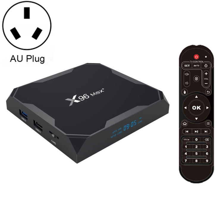 X96 max+ 4K Smart TV Box, Android 9.0, Amlogic S905X3 Quad-Core Cortex-A55,4GB+32GB, Support LAN, AV, 2.4G/5G WiFi, USBx2,TF Card,, US Plug, UK Plug, AU Plug