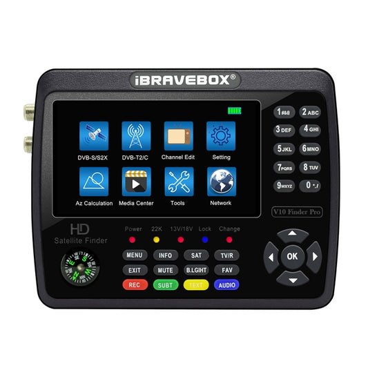 iBRAVEBOX V10 Finder Pro 4.3 inch Display Digital Satellite Meter Signal Finder, Support DVB-S/S2/S2X/T/T2/C, EU Plug, US Plug, UK Plug, AU Plug