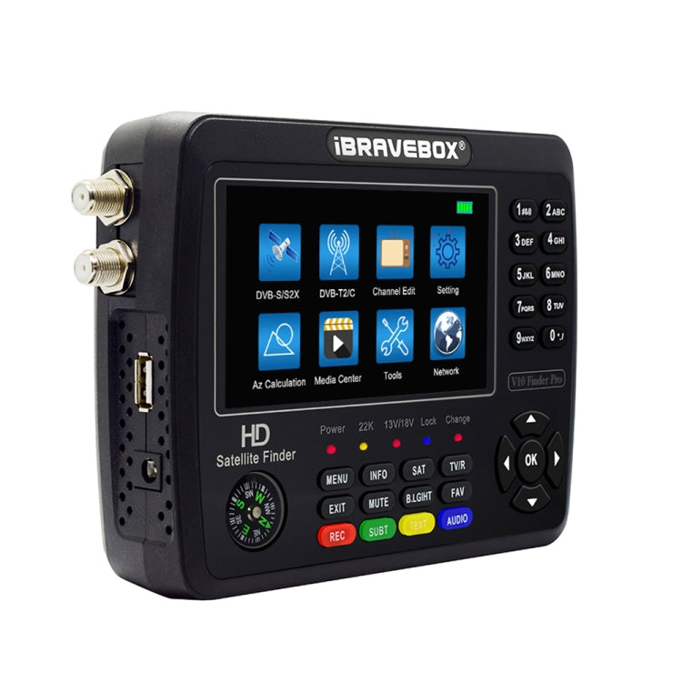 iBRAVEBOX V10 Finder Pro 4.3 inch Display Digital Satellite Meter Signal Finder, Support DVB-S/S2/S2X/T/T2/C, EU Plug, US Plug, UK Plug, AU Plug
