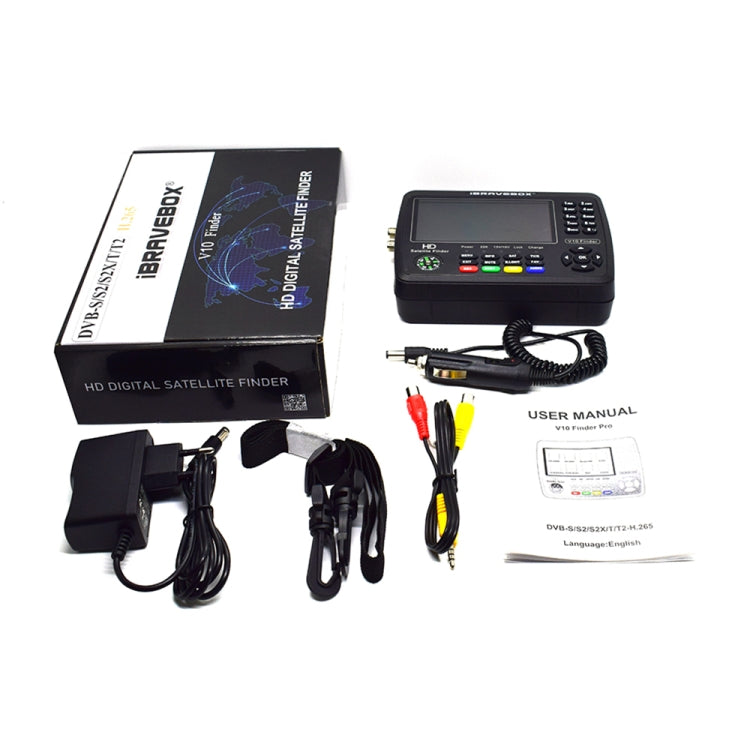 iBRAVEBOX V10 Finder Pro 4.3 inch Display Digital Satellite Meter Signal Finder, Support DVB-S/S2/S2X/T/T2/C, EU Plug, US Plug, UK Plug, AU Plug