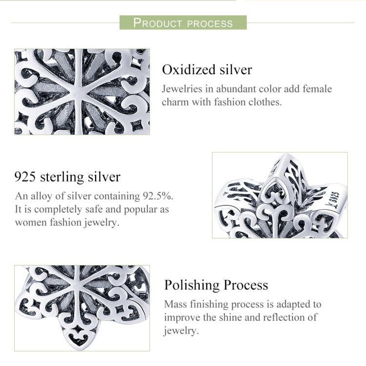 S925 Sterling Silver Winter Snowflakes Beads DIY Bracelet Necklace Accessories