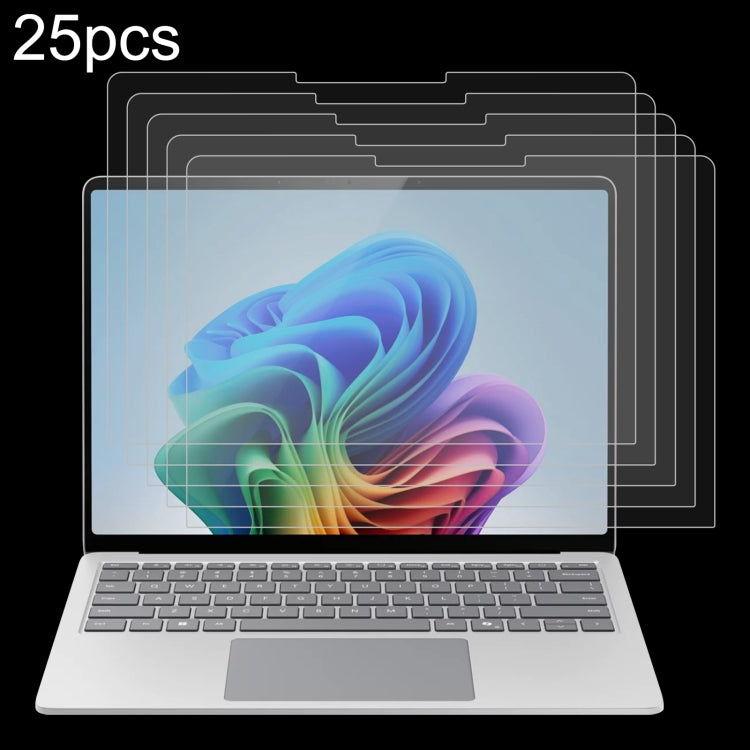 25pcs 9H 0.3mm Explosion-proof Tempered Glass Film, For Microsoft Surface Laptop 13 inch, For Microsoft Surface Laptop 7 15 inch, For Microsoft Surface Laptop 7 13.8, For Microsoft Surface Laptop 6 15, For Microsoft Surface Laptop 6 13.5