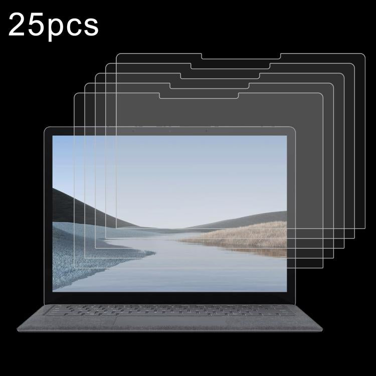 25pcs 9H 0.3mm Explosion-proof Tempered Glass Film, For Microsoft Surface Laptop 13 inch, For Microsoft Surface Laptop 7 15 inch, For Microsoft Surface Laptop 7 13.8, For Microsoft Surface Laptop 6 15, For Microsoft Surface Laptop 6 13.5