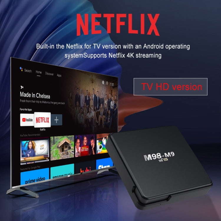M98-M9 Quad-core ARM Cortex-A53 WiFi Bluetooth 4K HD Android TV Box