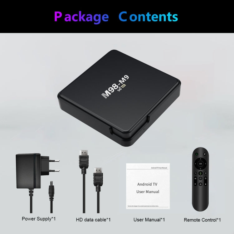 M98-M9 Quad-core ARM Cortex-A53 WiFi Bluetooth 4K HD Android TV Box