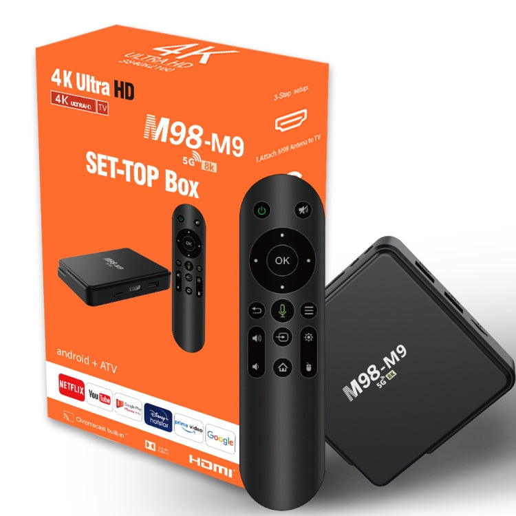 M98-M9 Quad-core ARM Cortex-A53 WiFi Bluetooth 4K HD Android TV Box