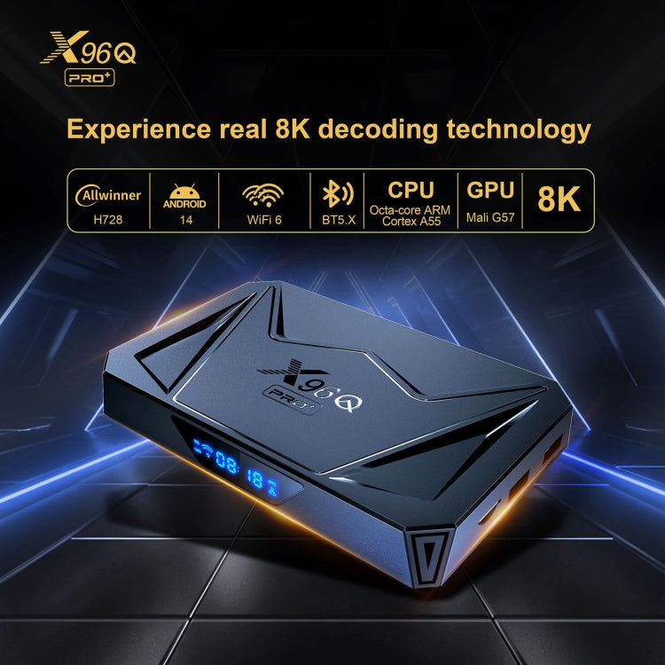 X96Q Pro+ Cortex-A55 Android 14 Octa-core CPU 4K HD Internet Set-top Box, 2GB+16GB, 4GB+32GB, 4GB+64GB