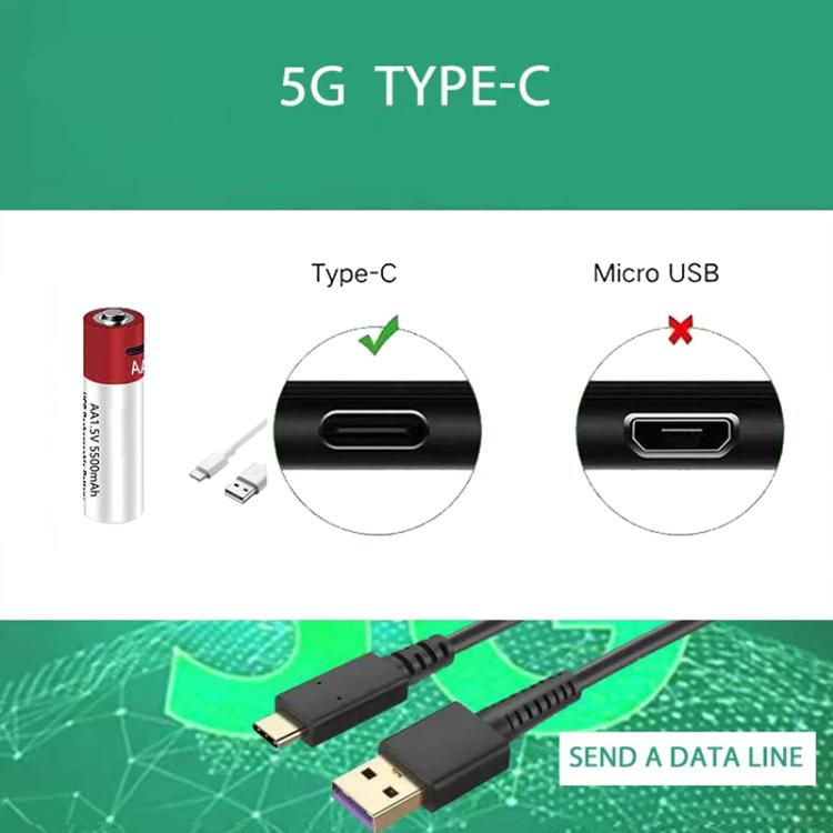 5500mAh AA 1.5V USB Rechargeable Lithium-ion Battery