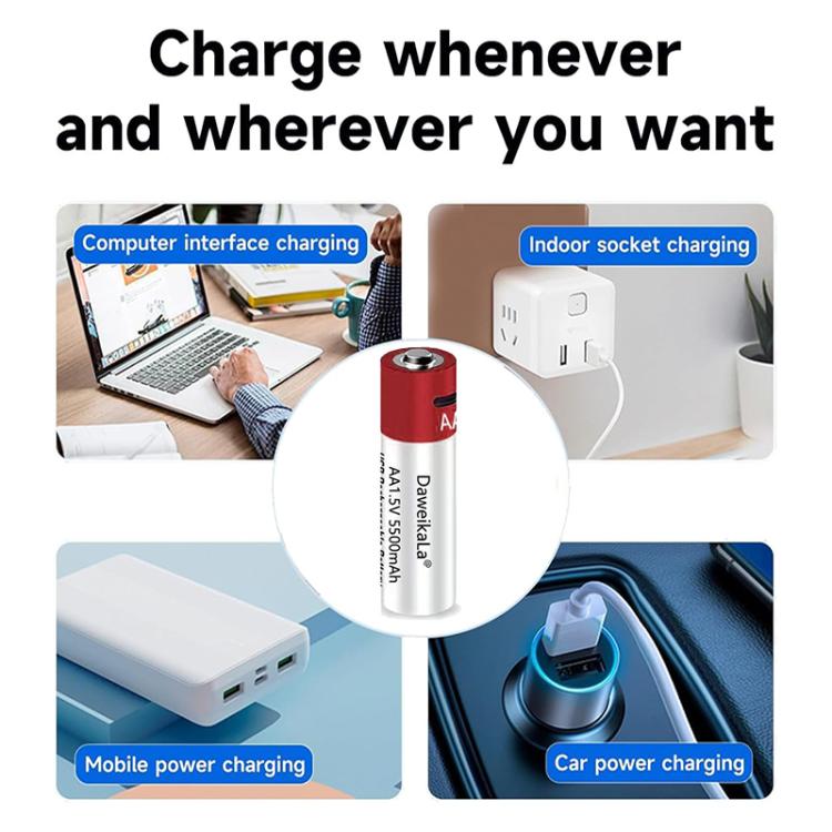 5500mAh AA 1.5V USB Rechargeable Lithium-ion Battery