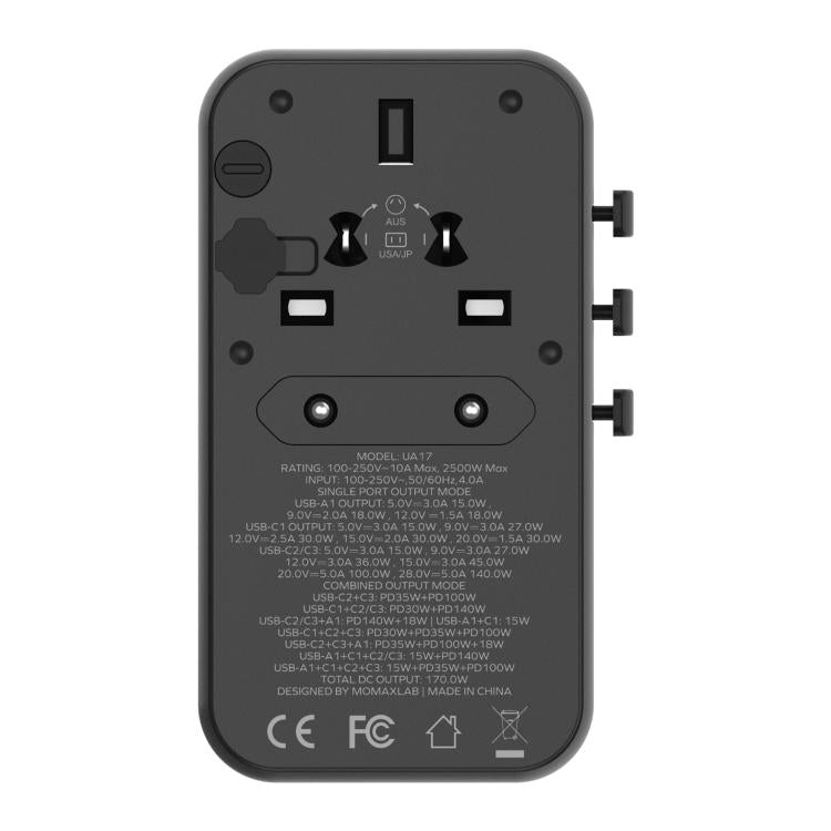 MOMAX UA17 1-World PD170W GaN Global Travel Fast Charging Socket