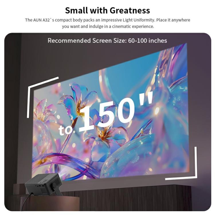 AUN A32 Pro 1280x720P 300ANSI Android 13 WIFI Display Smart Projector