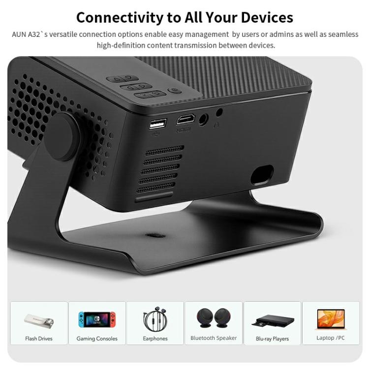 AUN A32 Pro 1280x720P 300ANSI Android 13 WIFI Display Smart Projector