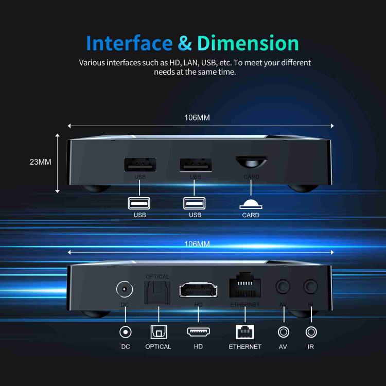 X96 M200 YB951 Android 14.0 Smart TV Box, Amlogic S905X5M Quad-core ARM Cortex A55, 2GB+16GB, 4GB+32GB, 4GB+64GB