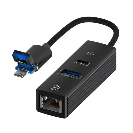 USB / 8 Pin to Type-C RJ45 USB-A HUB Expand Converter