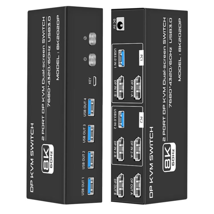 FJGEAR FJ-8K202DP 8K 60Hz DP USB3.0 Monitor KVM Switch