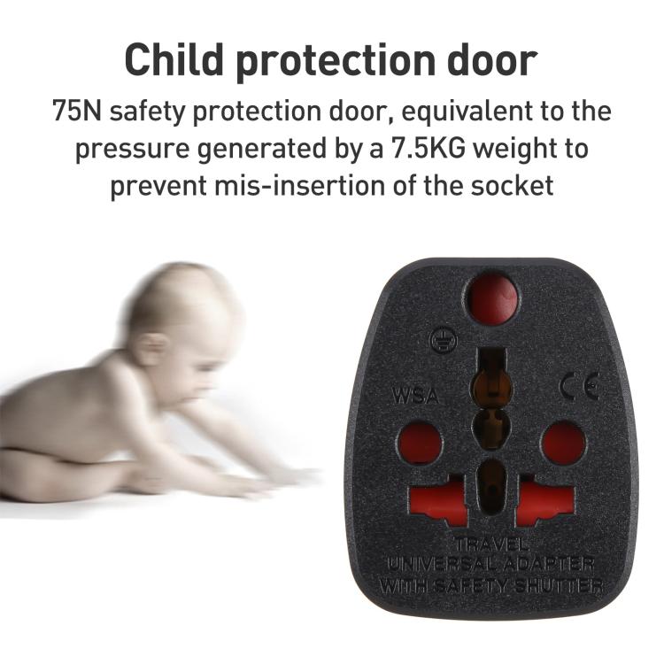 WSA-7 UK Plug Global Travel Universal Adapter with Safety Shutter