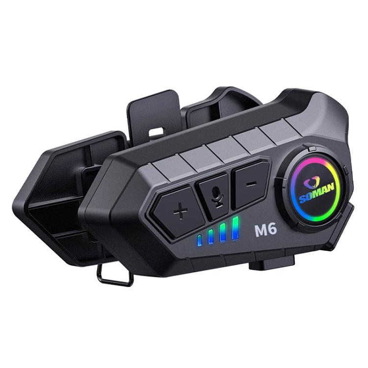 SOMAN Motorcycle Helmet Bluetooth Headset Stereo Voice Microphone, M6-Hard Mic, M6-Soft Mic