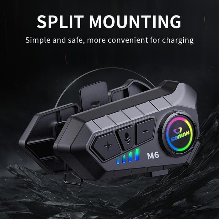 SOMAN Motorcycle Helmet Bluetooth Headset Stereo Voice Microphone, M6-Hard Mic, M6-Soft Mic