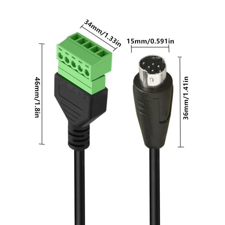S-Video 8 Pin Male to 5 Pin Female Bolt Screw with Shield Terminals Pluggable Type Adapter Cable