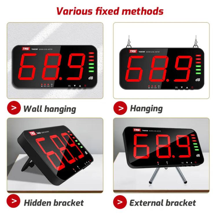 TRSI TA654B Large Screen Wall-mounted Noise Meter Decibel Detector Device, TA654B