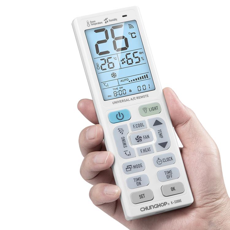 CHUNGHOP K-3308E Universal Air Conditioner Remote Control with Flashlight and LCD Backlight