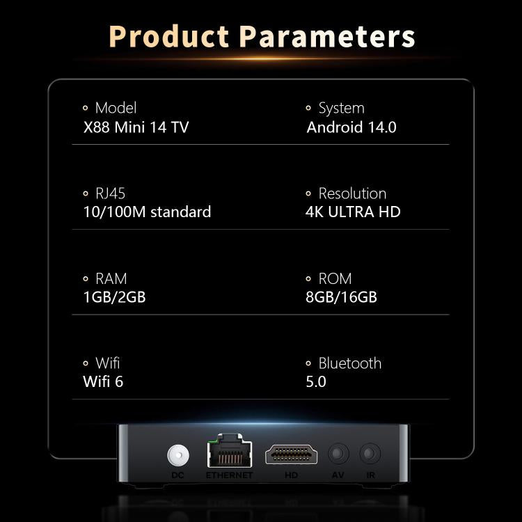 X88 mini 14 TV Android 14 Smart HD TV Box, RK3518 Quad-Core 64bit Cortex-A53, 2GB+16GB