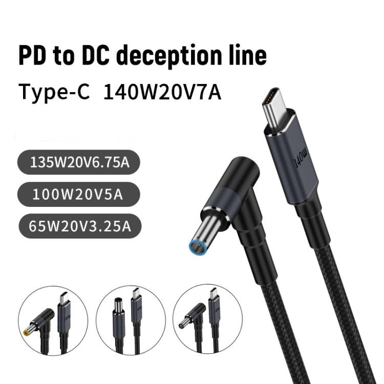 1.8m 140W Type-C to DC Laptop Charging Cable