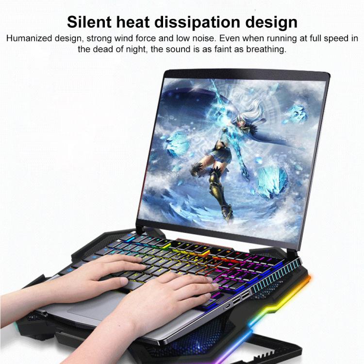 NUOXI YL-021 6-Fans RGB Light Laptop Radiator Adjustable Cooling Holder