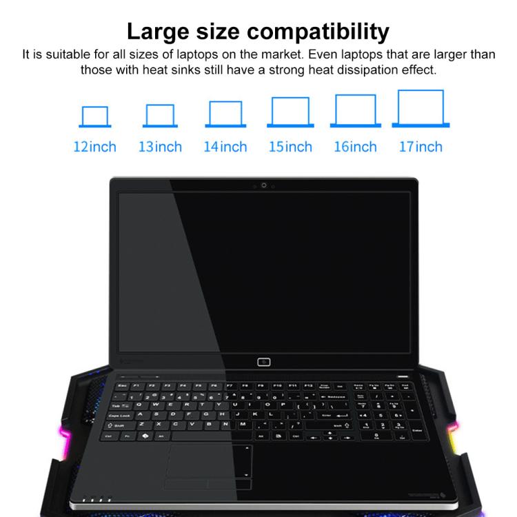NUOXI YL-021 6-Fans RGB Light Laptop Radiator Adjustable Cooling Holder