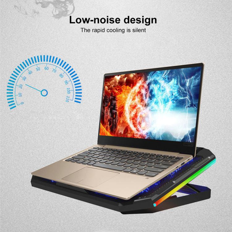 NUOXI YL-018 5-Core Fans Ultra-quiet Laptop Cooler RGB Light Cooling Holder