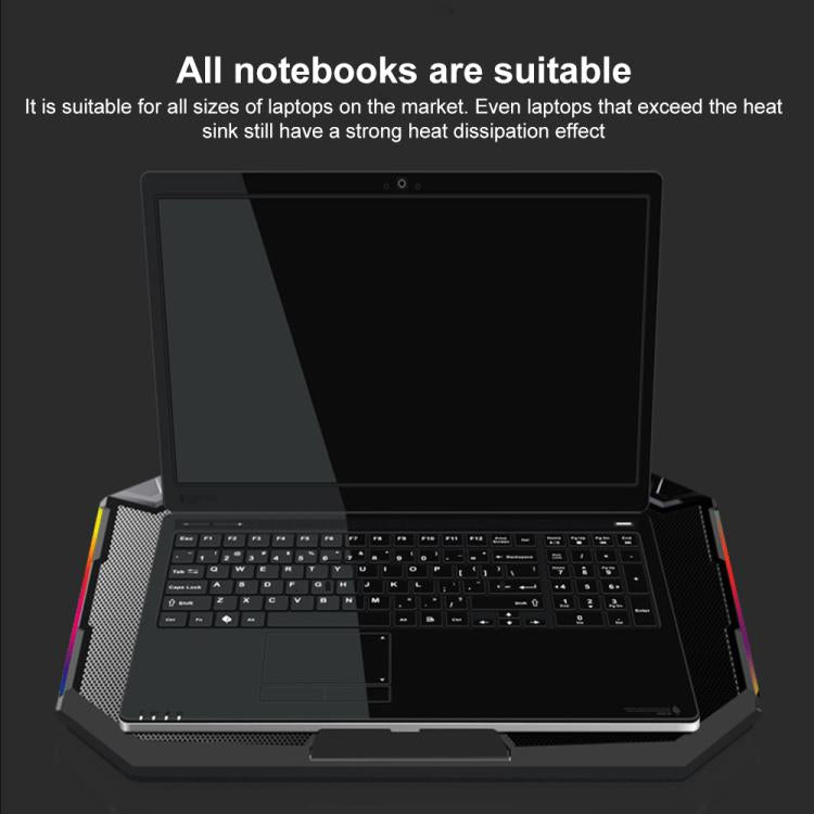 NUOXI YL-018 5-Core Fans Ultra-quiet Laptop Cooler RGB Light Cooling Holder