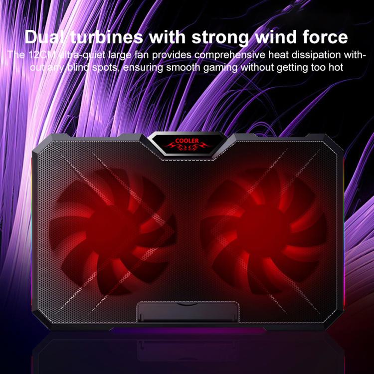 NUOXI YL-019 RGB Light Dual Turbine Silent Laptop Cooler Cooling Holder