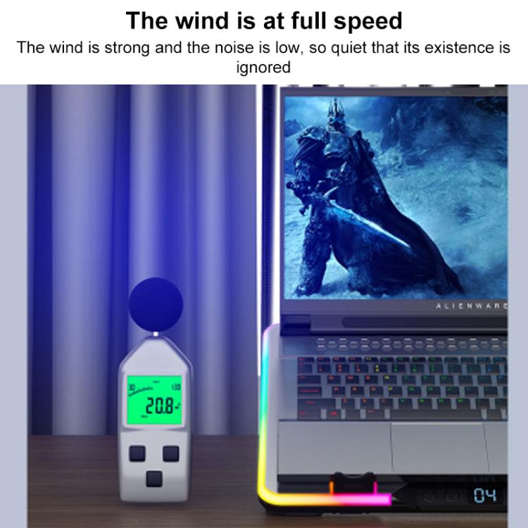 NUOXI F36-5 6-Speed Adjustable 5 Fan Laptop Cooler with RGB